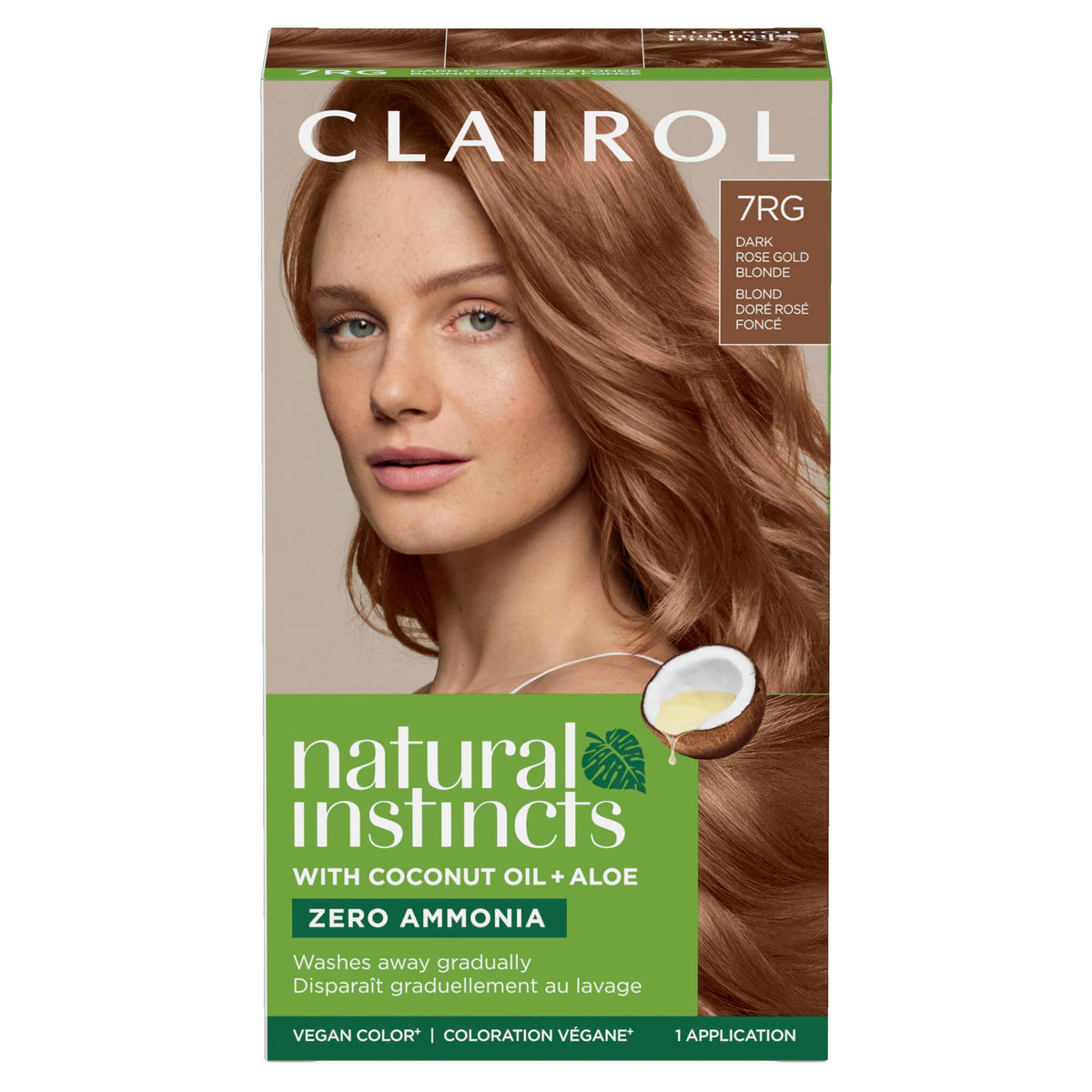 Clairol Natural Instincts 7RG Dark Rose Gold Blonde hair dye front view