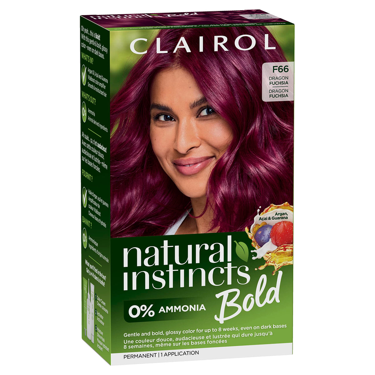 Clairol Natural Instincts Bold Hair Dye F66 Dragon Fuchsia packaging front view