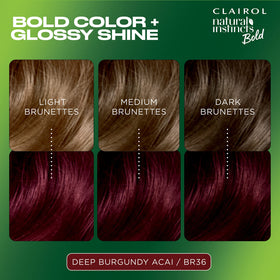 Clairol Natural Instincts Bold Hair Dye packaging with ingredients list
