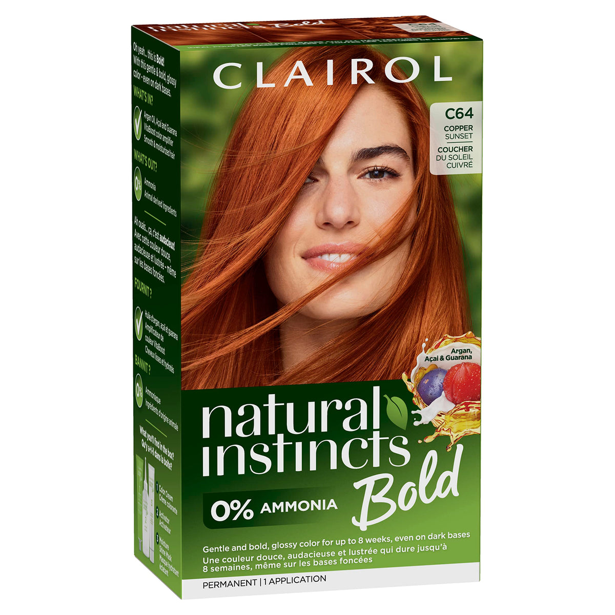 Clairol Natural Instincts Bold Permanent Hair Dye Copper Sunset packaging front view