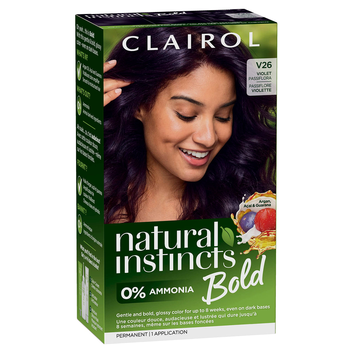 Clairol Natural Instincts Bold Permanent Hair Dye V26 Violet Passiflora front view
