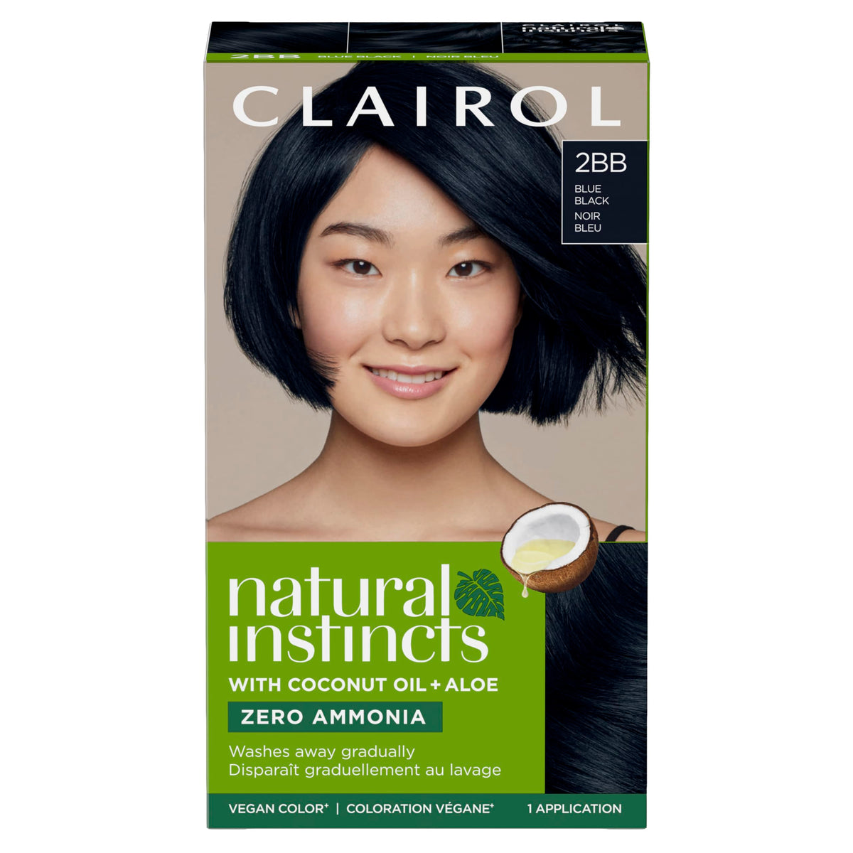 Clairol Natural Instincts Demi-Permanent Hair Dye 2BB Blue Black front view
