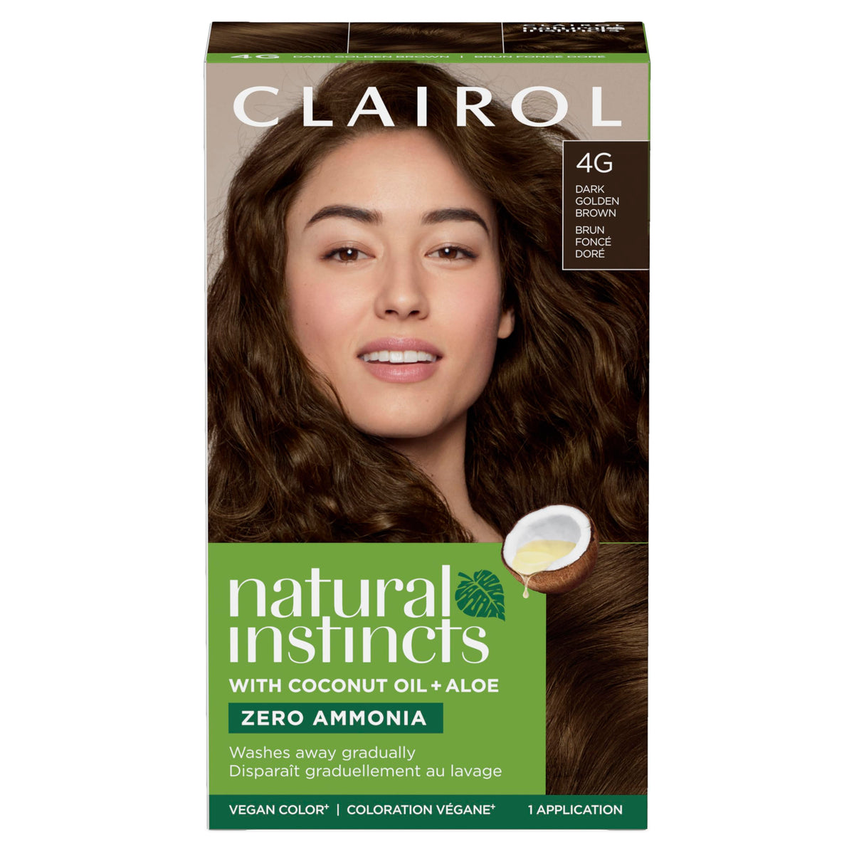 Clairol Natural Instincts Demi-Permanent Hair Dye 4G Dark Golden Brown packaging front view