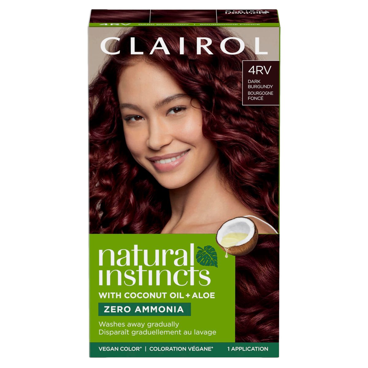 Clairol Natural Instincts Demi-Permanent Hair Dye 4RV Dark Burgundy front view
