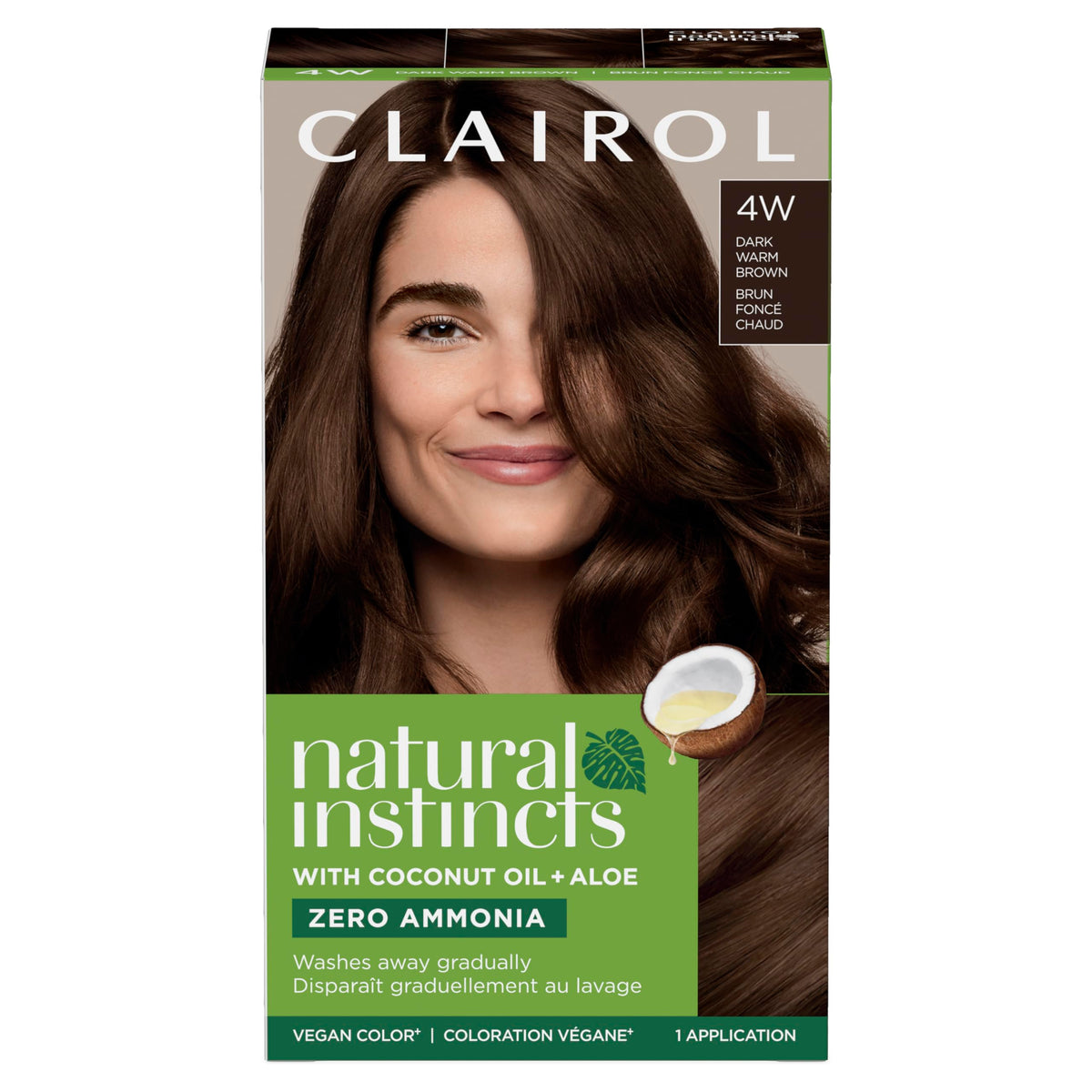 Clairol Natural Instincts Demi-Permanent Hair Dye 4W Dark Warm Brown front view