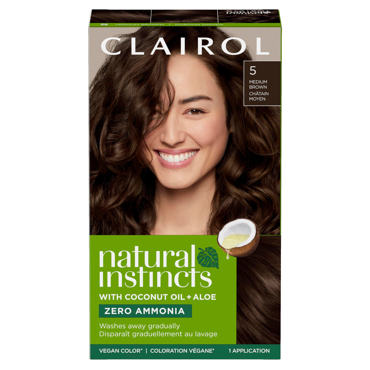 Clairol Natural Instincts Demi-Permanent Hair Dye 5 Medium Brown front view
