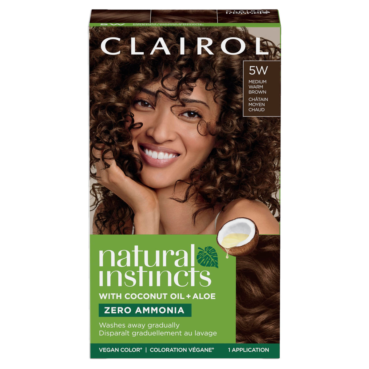Clairol Natural Instincts Demi-Permanent Hair Dye 5W Medium Warm Brown packaging front view
