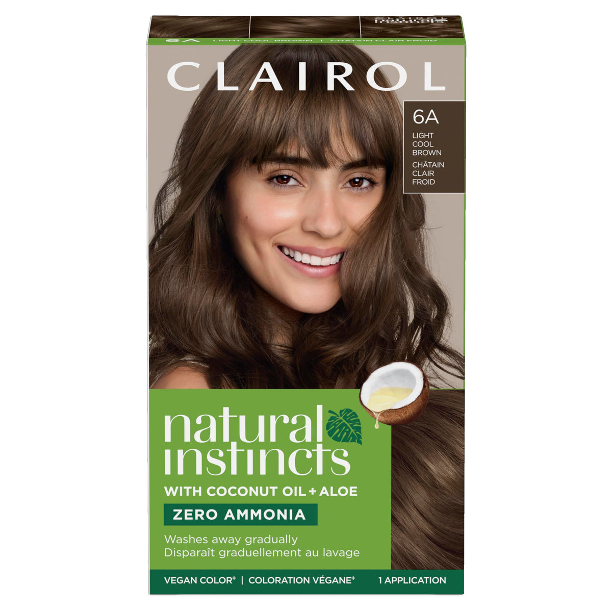 Clairol Natural Instincts Demi-Permanent Hair Dye 6A Light Cool Brown front view