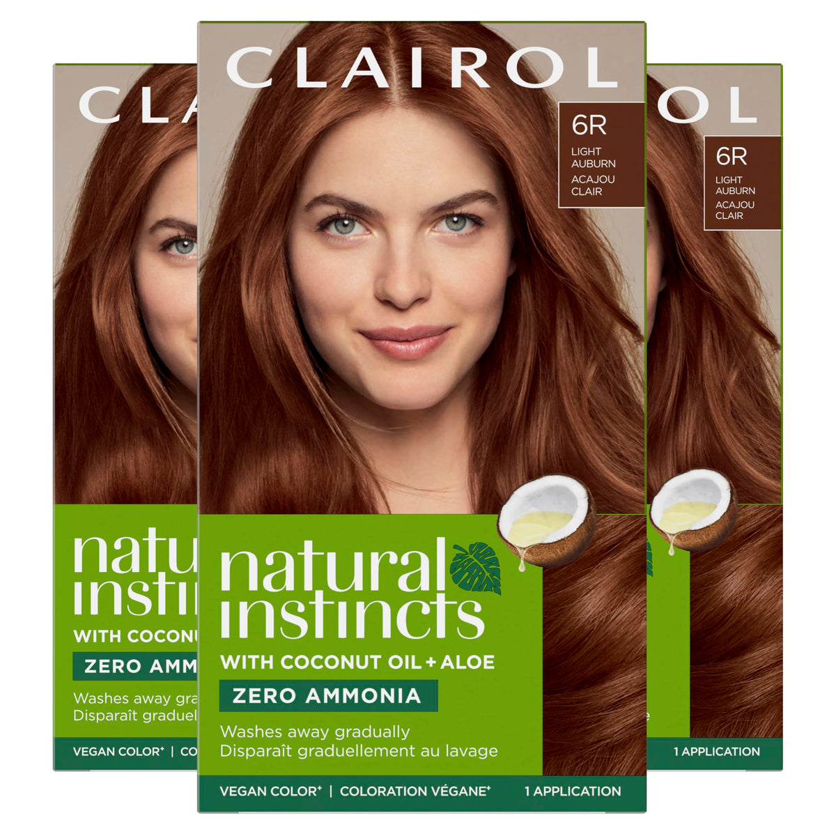 Clairol Natural Instincts Demi-Permanent Hair Dye 6R Light Auburn packaging front view