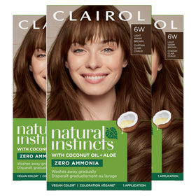 Clairol Natural Instincts Demi-Permanent Hair Dye 6W Light Warm Brown front view