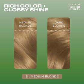Clairol Natural Instincts hair dye swatch showing rich colour