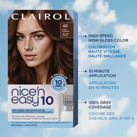 Clairol Nice'N Easy 10 Permanent Hair Dye 4R Dark Auburn glossy finish