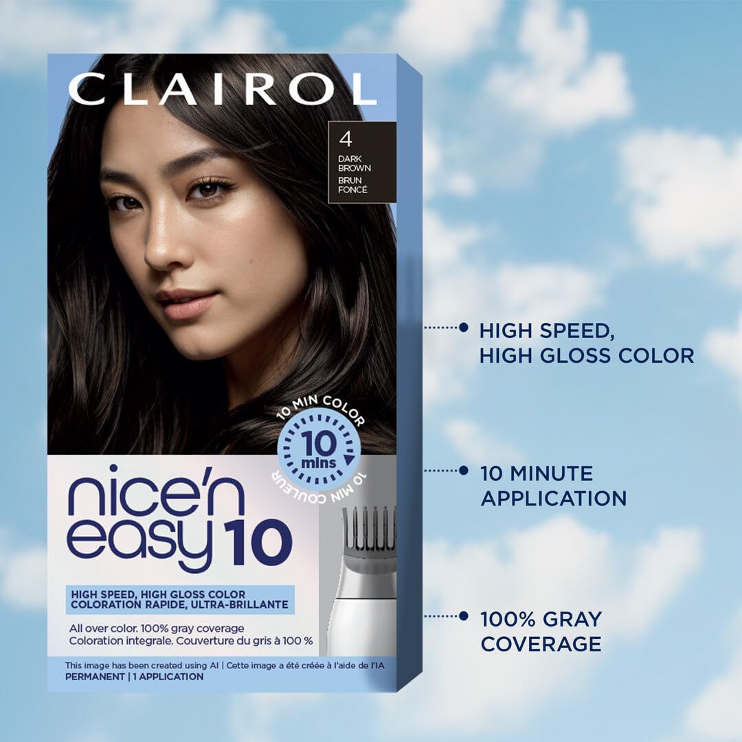 Clairol Nice'N Easy 10 Permanent Hair Dye 5A Medium Ash Brown glossy finish on hair