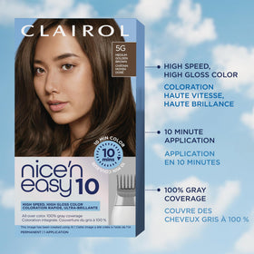 Clairol Nice'N Easy 10 Permanent Hair Dye 5G Medium Golden Brown glossy hair finish