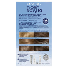 Clairol Nice'N Easy 10 Permanent Hair Dye packaging with instructions
