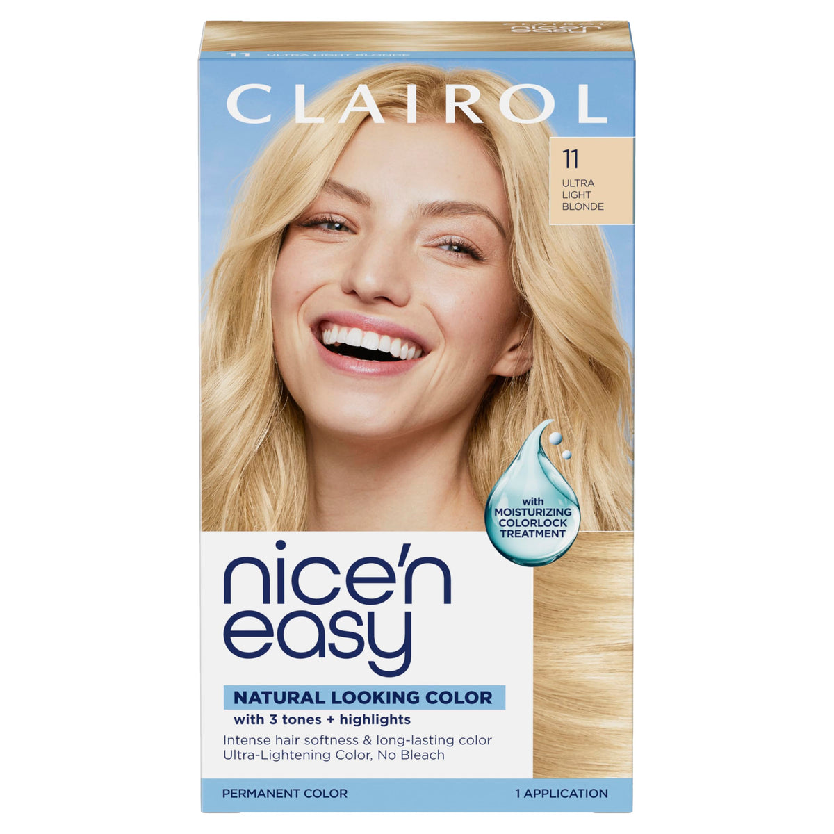 Clairol Nice'n Easy 11 Ultra Light Blonde hair dye box front view