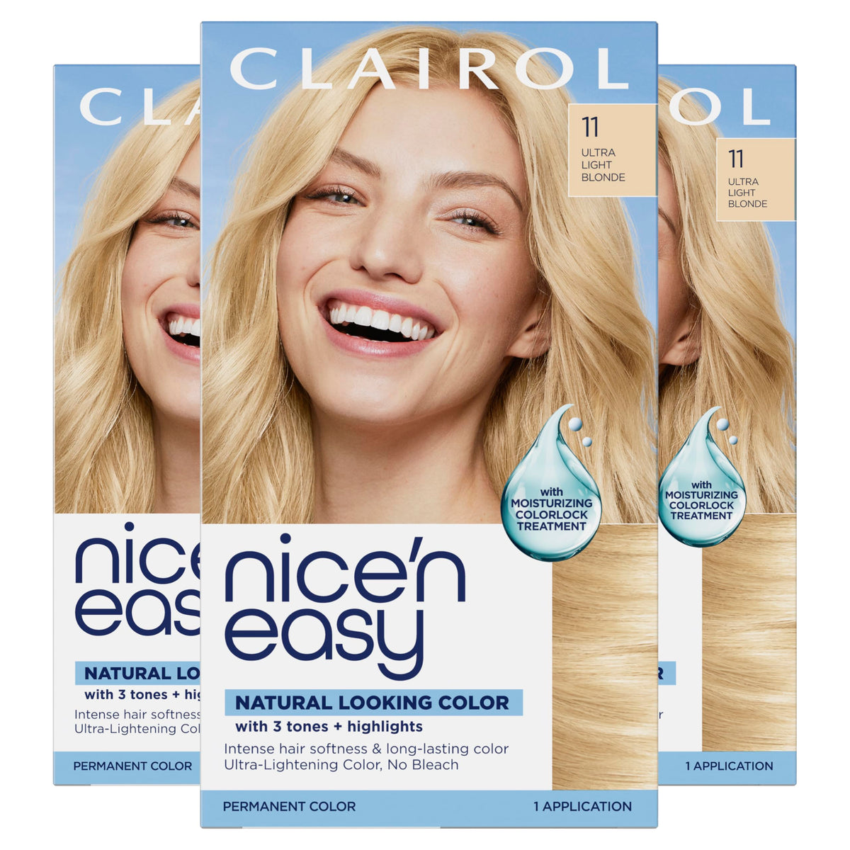 Clairol Nice'n Easy 11 Ultra Light Blonde hair dye pack front view