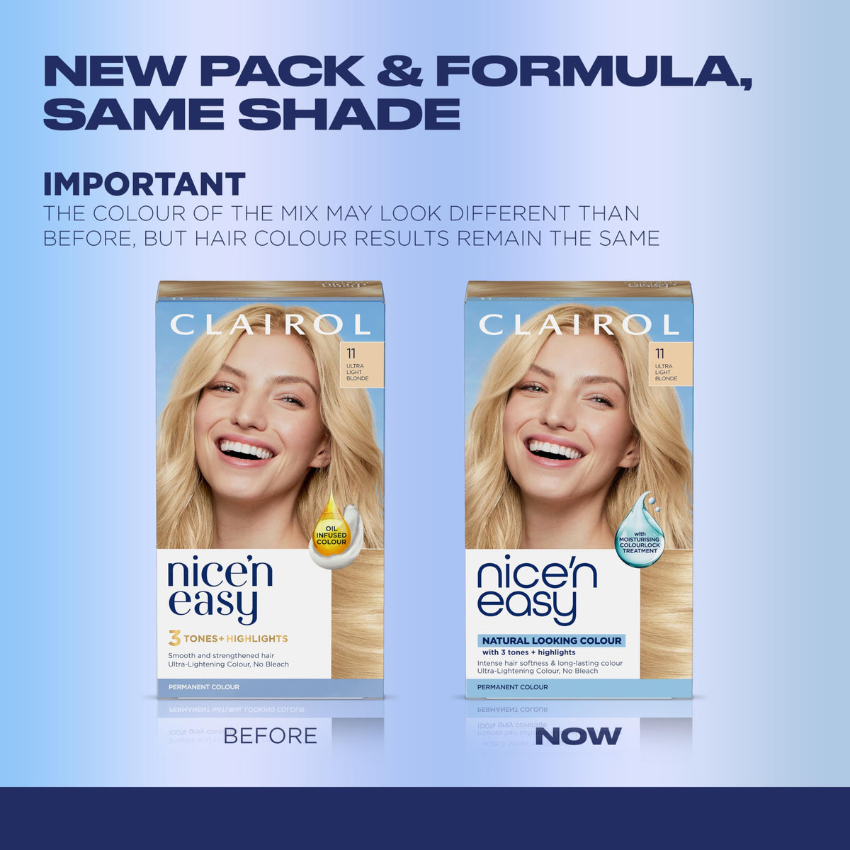 Clairol Nice'n Easy 11 Ultra Light Blonde hair dye pack side view