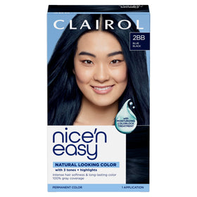 Clairol Nice'n Easy 2BB Blue Black hair dye box front view