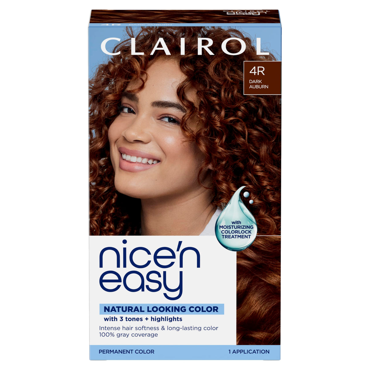 Clairol Nice'n Easy 4R Dark Auburn hair dye packaging front view