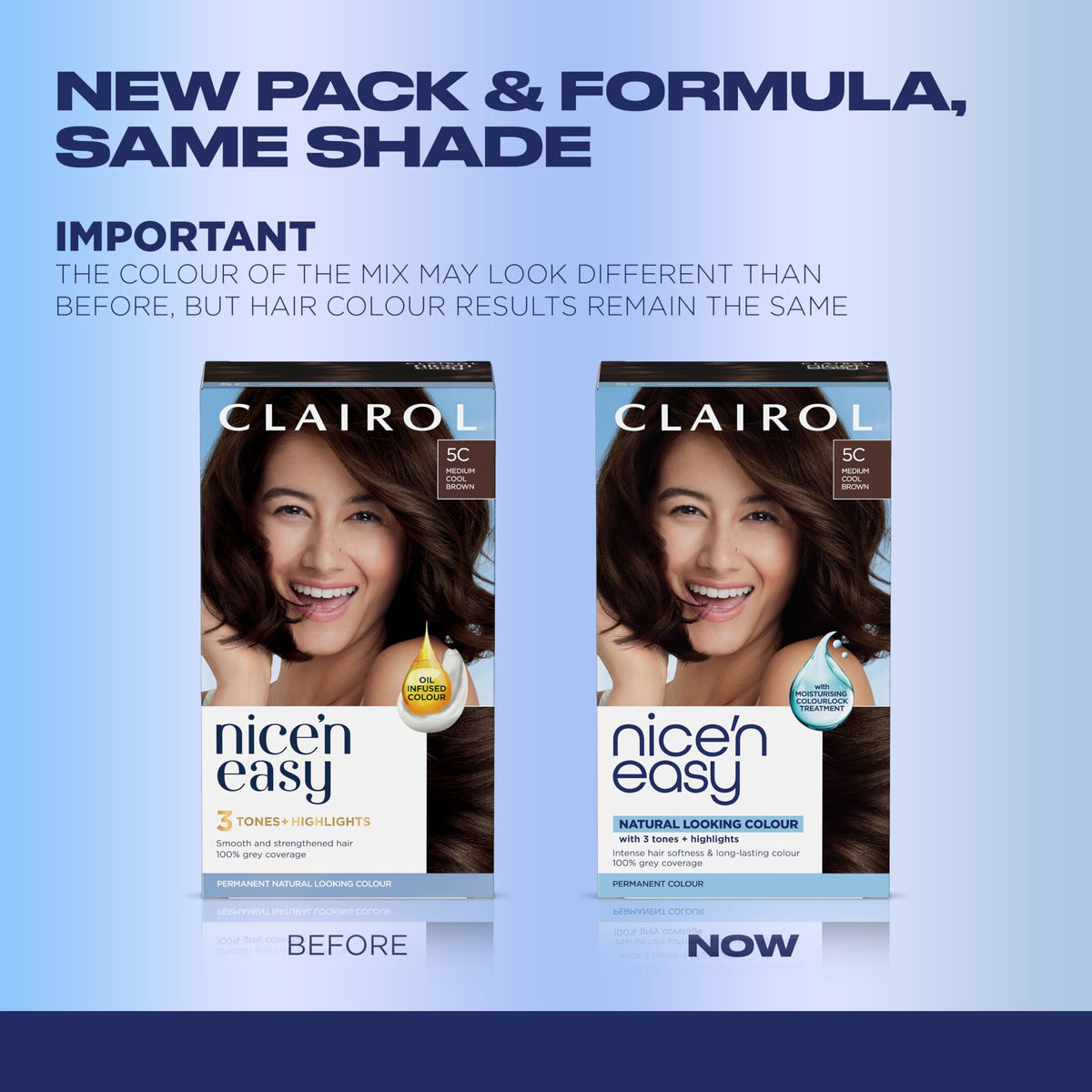Clairol Nice'n Easy 5C hair dye application kit contents
