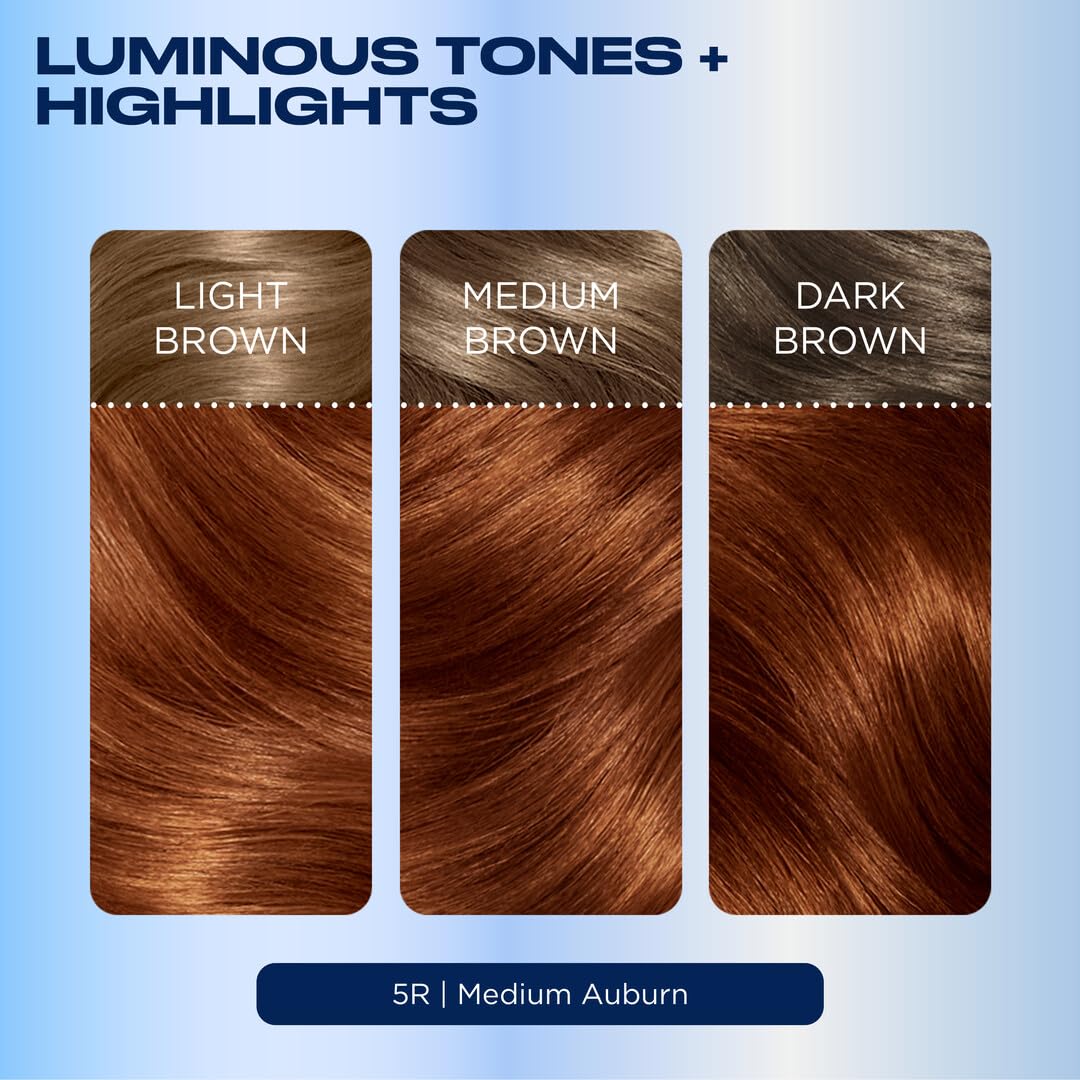 Clairol Nice'n Easy 5R Medium Auburn hair dye packaging details
