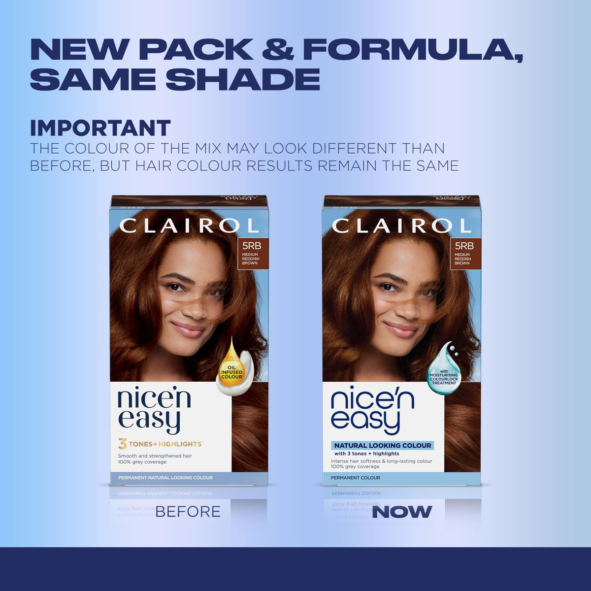 Clairol Nice'n Easy 5RB hair dye application scene