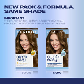 Clairol Nice'n Easy 6 Light Brown hair dye instructions on the back