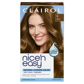 Clairol Nice'n Easy 6 Light Brown hair dye kit front view