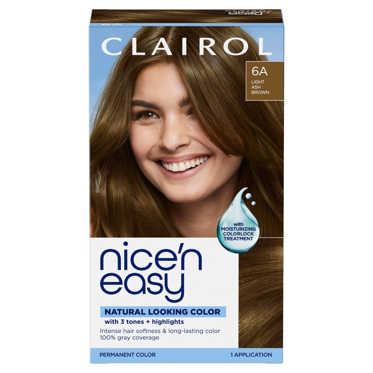 Clairol Nice'n Easy 6A Light Ash Brown hair dye box front view