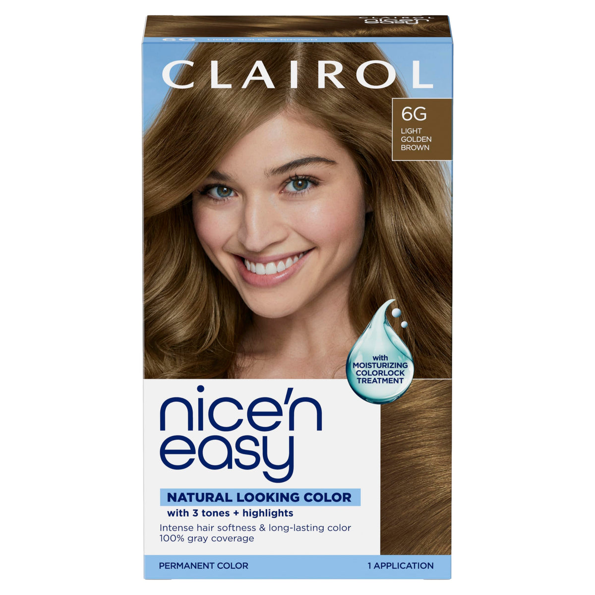 Clairol Nice'n Easy 6G Light Golden Brown hair dye packaging front view