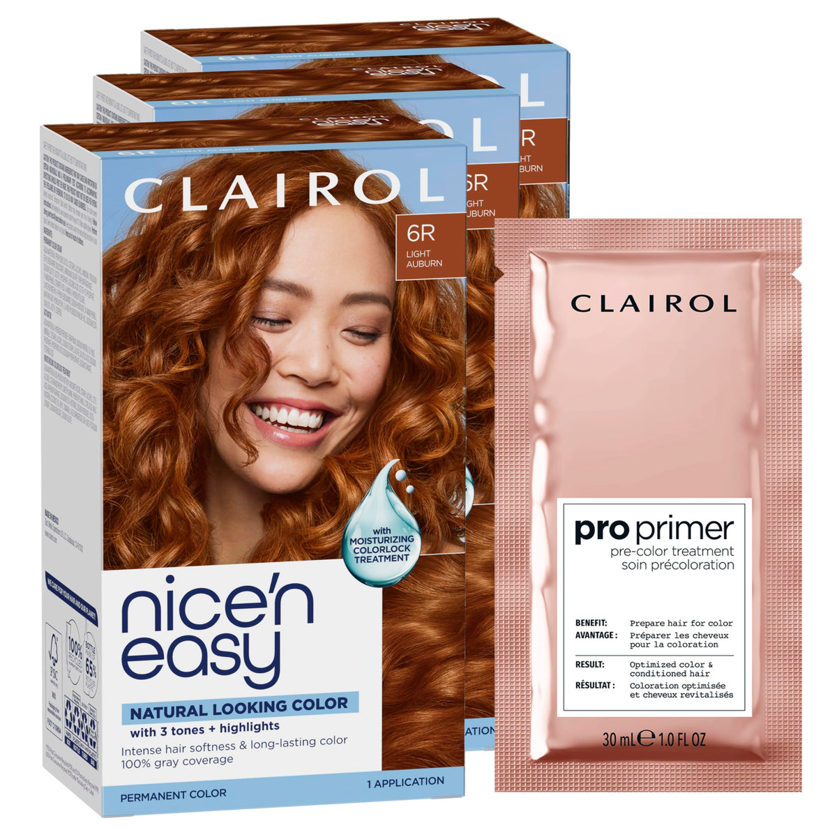 Clairol Nice'n Easy 6R Auburn hair dye box front view