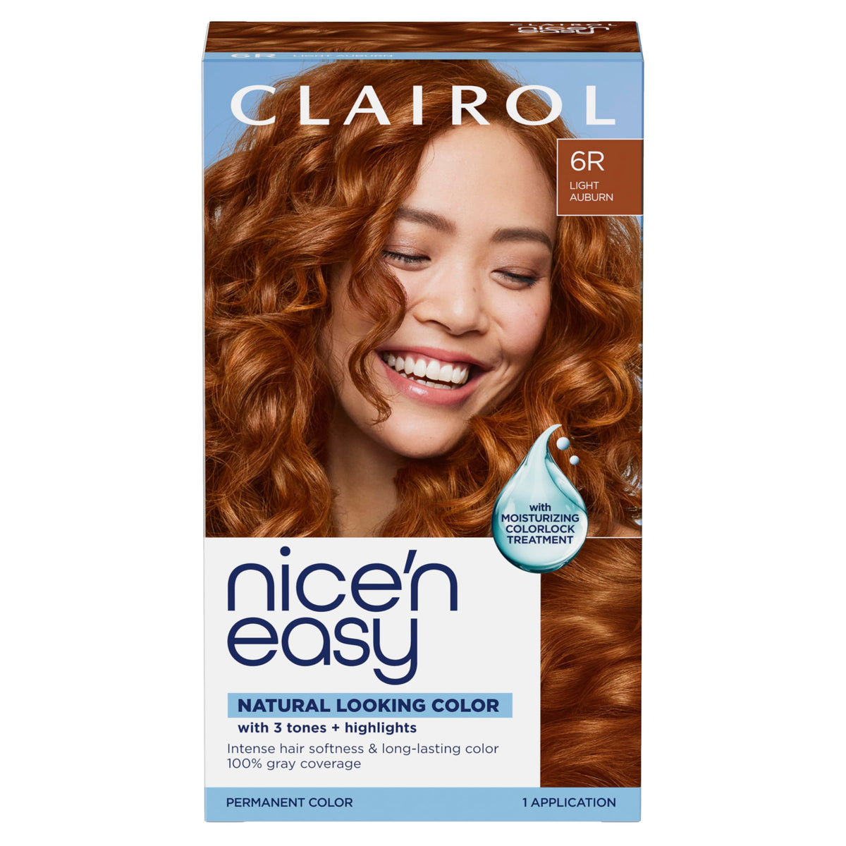Clairol Nice'n Easy 6R Light Auburn hair dye box front view