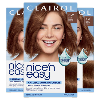 Clairol Nice'n Easy 6W Light Mocha Brown hair dye pack front view