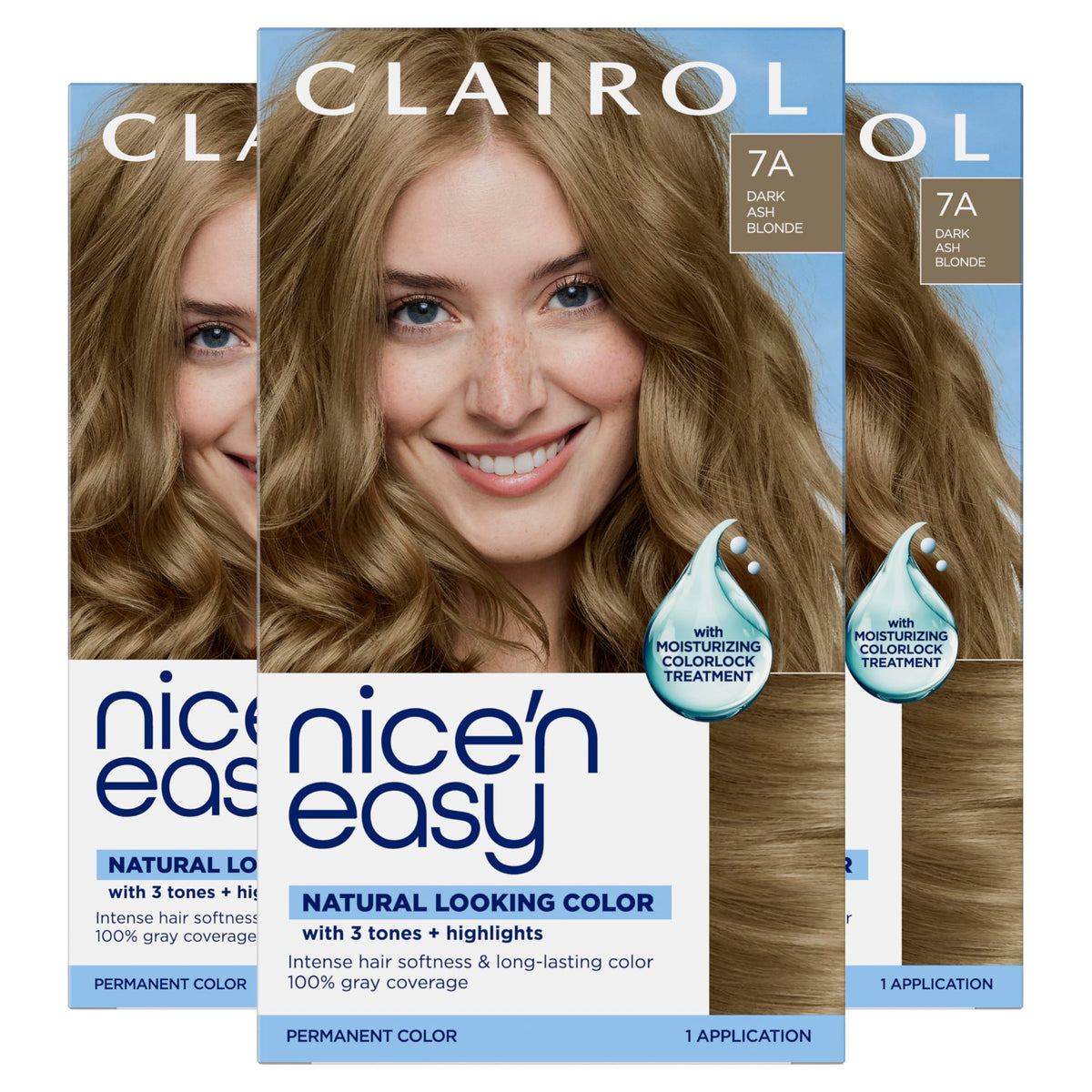 Clairol Nice'n Easy 7C Dark Cool Blonde hair dye pack front view