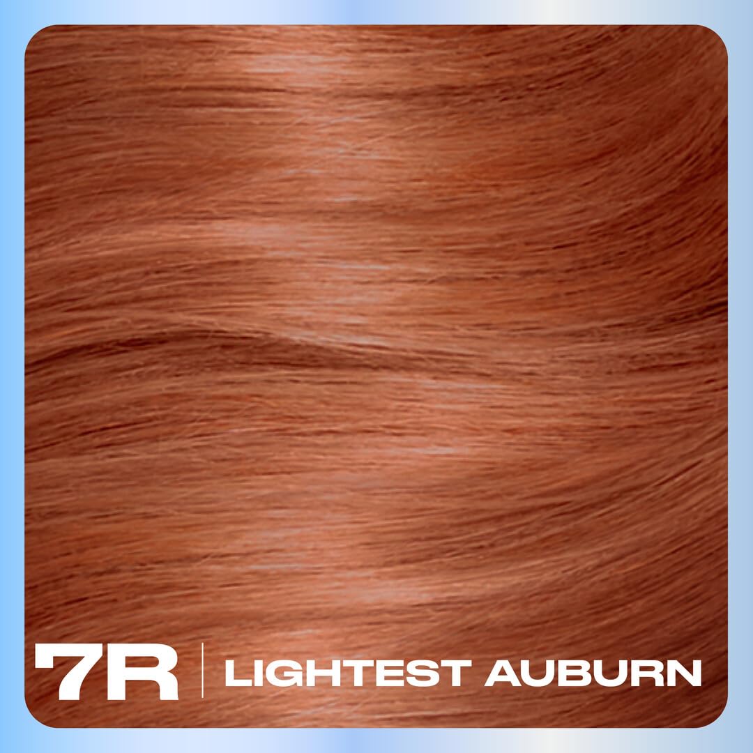 Clairol Nice'n Easy 7R Lighest Auburn hair dye contents including gloves and conditioner