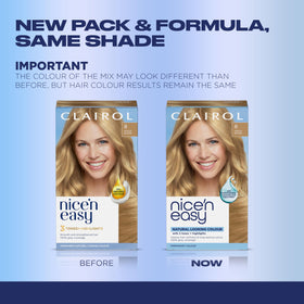 Clairol Nice'n Easy 8 Medium Blonde colour cream and activator