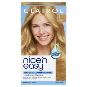 Clairol Nice'n Easy 8 Medium Blonde hair dye kit front view