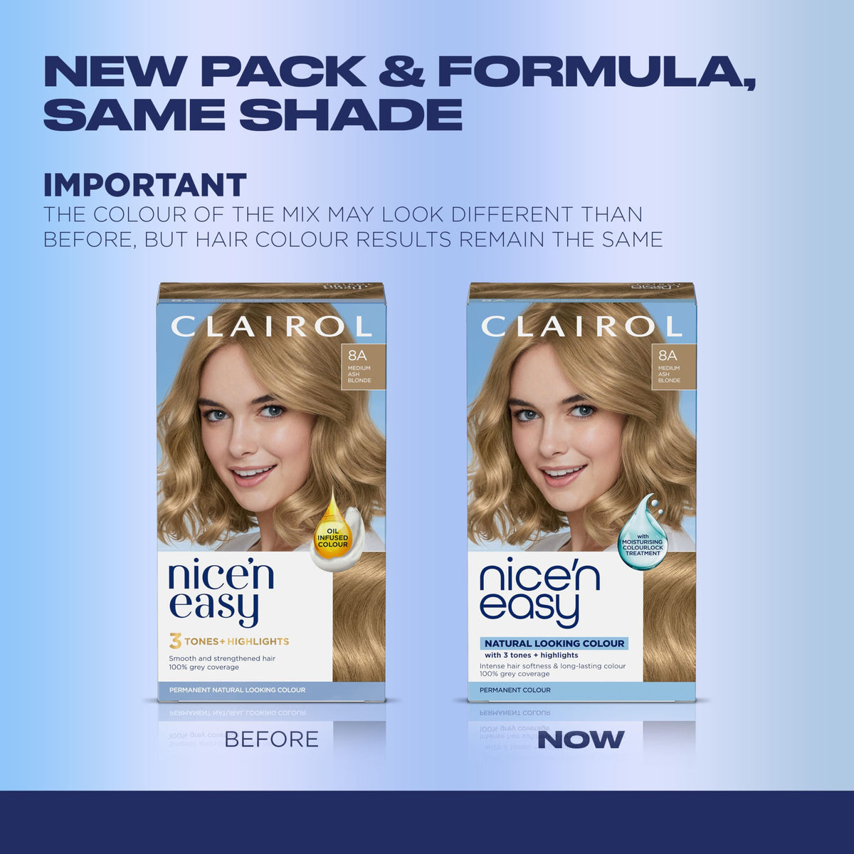 Clairol Nice'n Easy 8A hair dye application kit contents