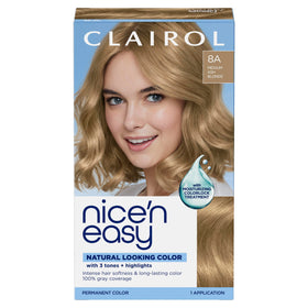 Clairol Nice'n Easy 8A Medium Ash Blonde hair dye box front view