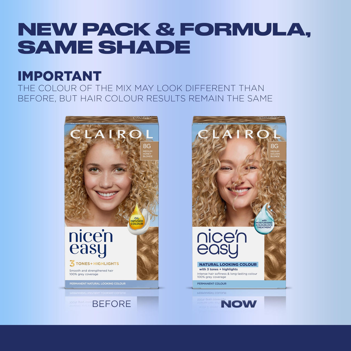 Clairol Nice'n Easy 8G Medium Golden Blonde application kit contents