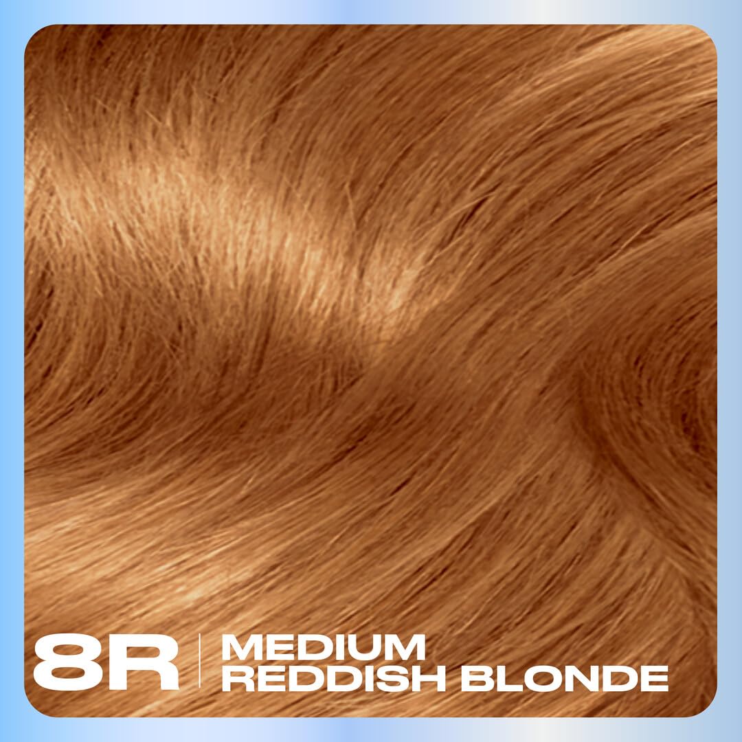 Clairol Nice'n Easy 8R Medium Reddish Blonde hair dye application kit contents