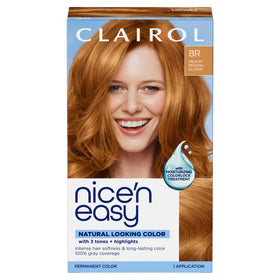 Clairol Nice'n Easy 8R Medium Reddish Blonde hair dye packaging front view