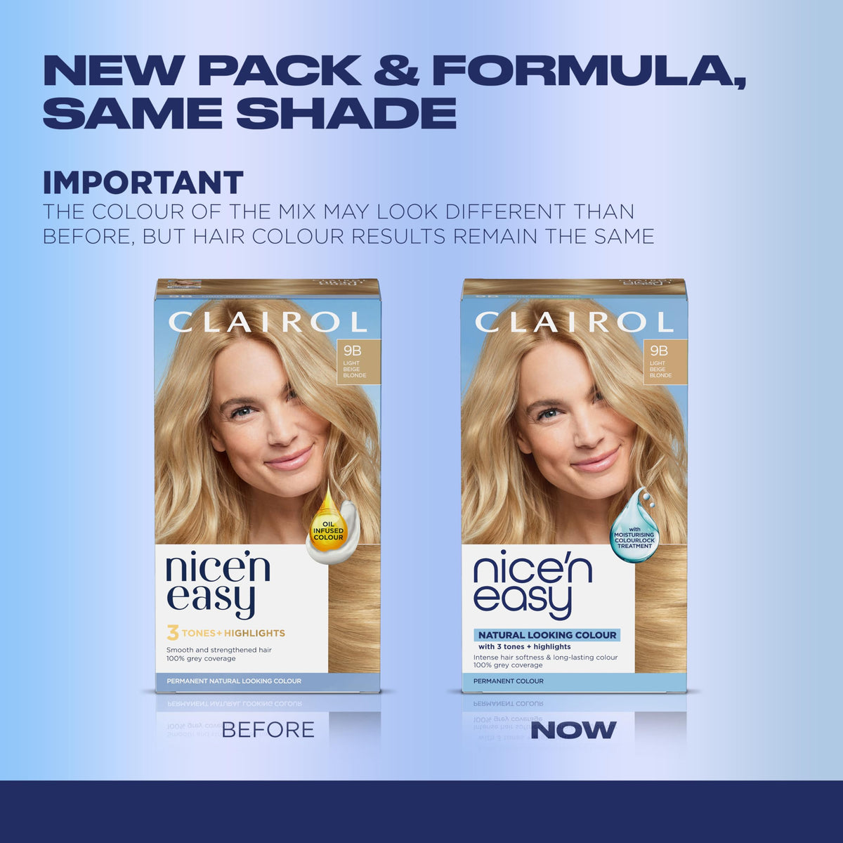 Clairol Nice'n Easy 9 Light Blonde hair dye application kit contents