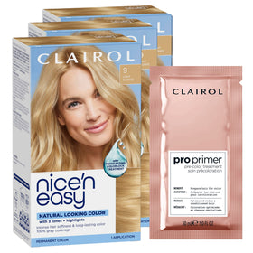Clairol Nice'n Easy 9 Light Blonde hair dye box front view