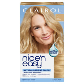 Clairol Nice'n Easy 9 Light Blonde hair dye box front view