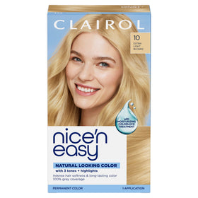 Clairol Nice'n Easy Permanent Hair Dye 10 Extra Light Blonde packaging front view