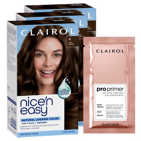 Clairol Nice'n Easy Permanent Hair Dye 4 Dark Brown packaging front view