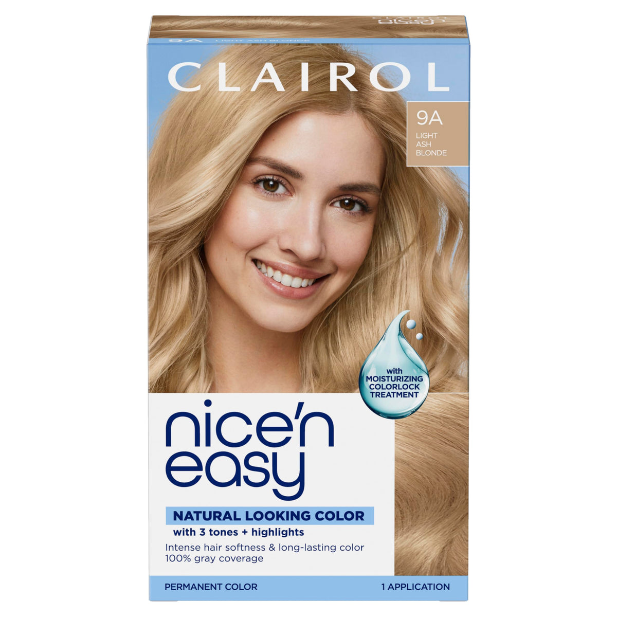 Clairol Nice'n Easy Permanent Hair Dye 9A Light Ash Blonde front view