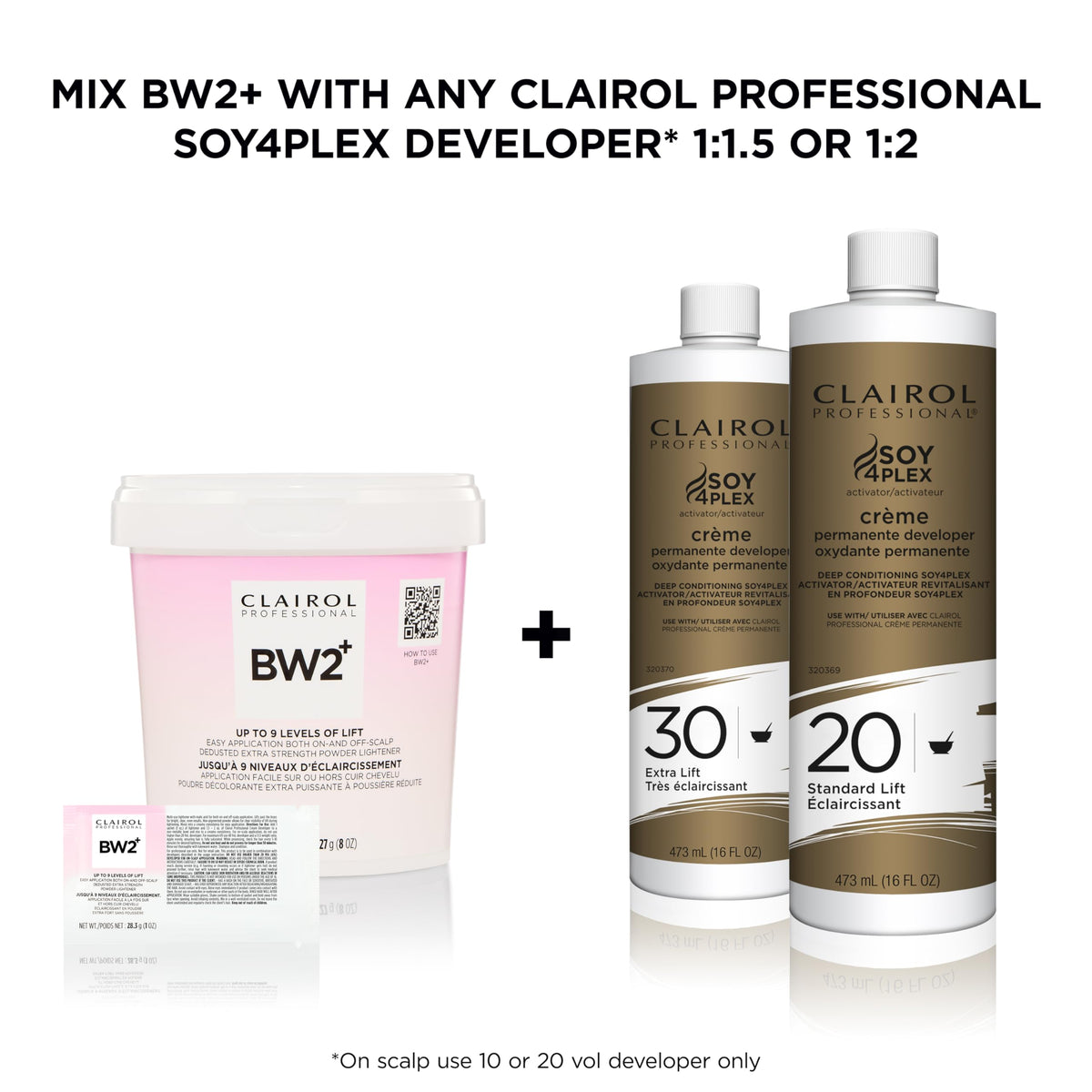 Clairol Professional BW2+ lightening powder application on hair